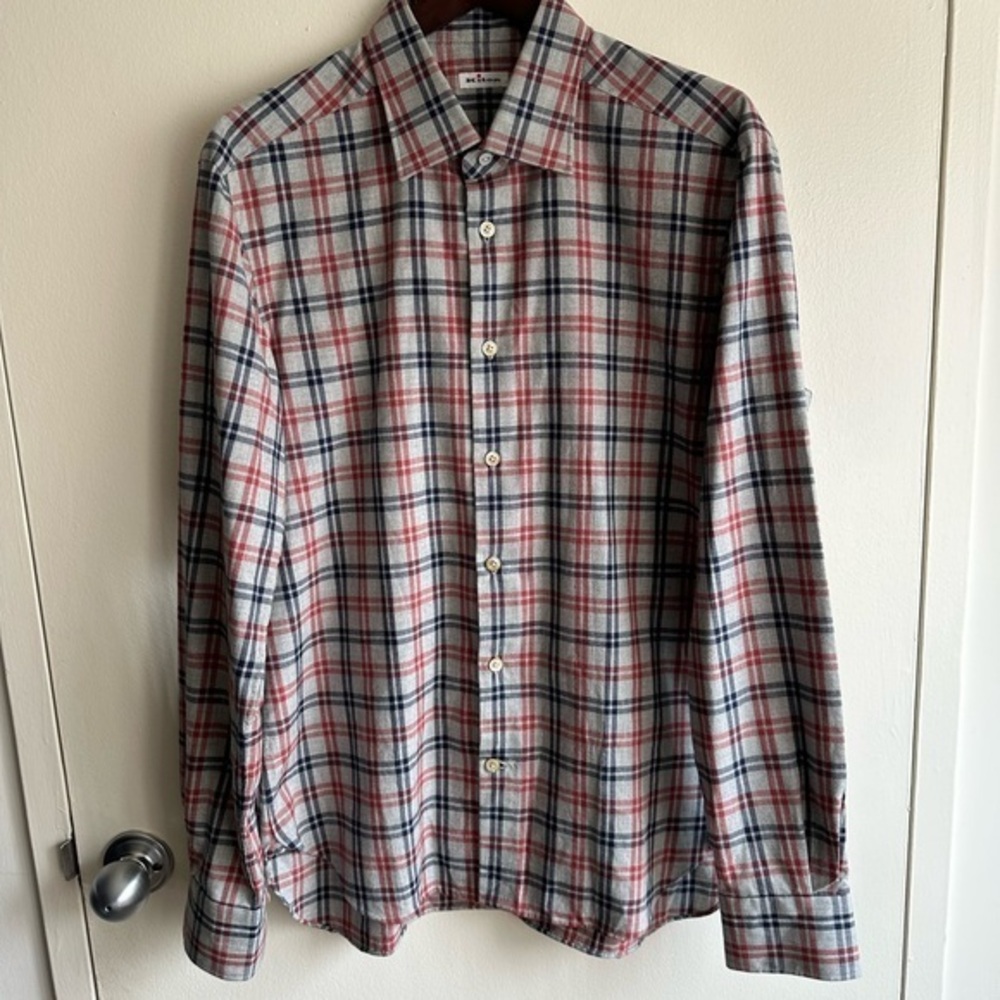 Kiton Red and Blue Casual Flannel Shirt